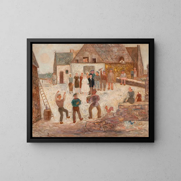 Matrimonio in un villaggio - Tadeusz Makowski — quadro incorniciato alla parete
