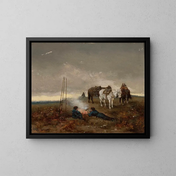 Cosaques en surveillance - Tadeusz Rybkowski — quadro incorniciato alla parete