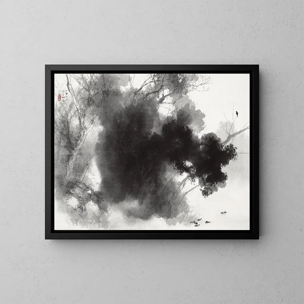 Uccelli a riposo - Takeuchi Seihō — quadro incorniciato alla parete