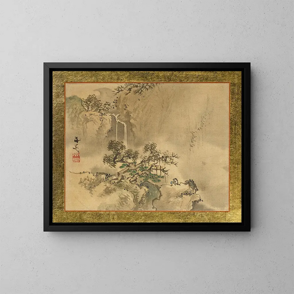 Un homme se reposant sous un grand pin - Tani Bunchō — quadro incorniciato alla parete
