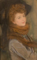 Ritratto di una donna con colletto in pelliccia di volpe - Teodor Axentowicz — vista dell’opera