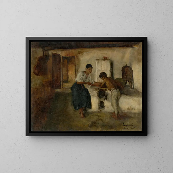 Pranzo povero - Teodor Zemplényi — quadro incorniciato alla parete