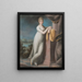 Ritratto di una giovane donna appoggiata a un piedistallo, un paesaggio oltre - Teodoro Matteini — quadro incorniciato alla parete