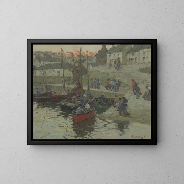 Pescatori al crepuscolo, Audierne, Bretagna - Terrick Williams — quadro incorniciato alla parete