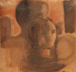 Tête de fille devant une silhouette de figure sombre - Oskar Schlemmer