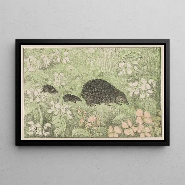 Riccio con piccoli - Theo van Hoytema — quadro incorniciato alla parete