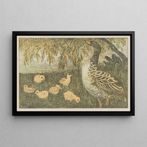 Oca con pulcini - Theo van Hoytema — quadro incorniciato alla parete