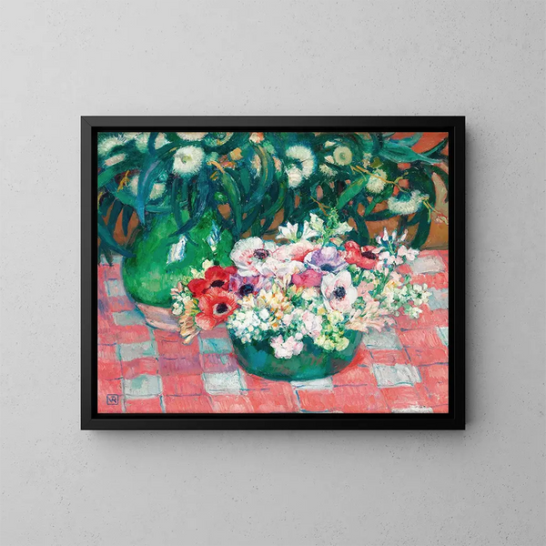 Anemoni ed eucalipto - Theo van Rysselberghe — quadro incorniciato alla parete