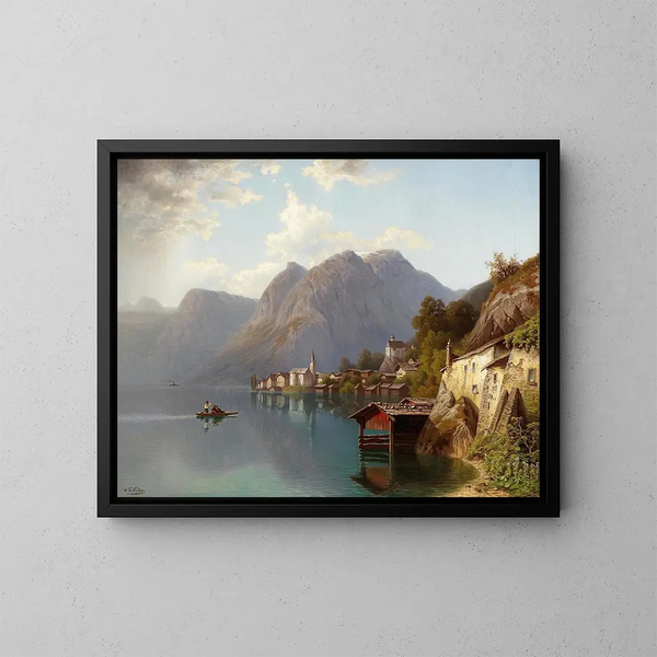 Vista di Hallstatt - Theodor Nocken — quadro incorniciato alla parete