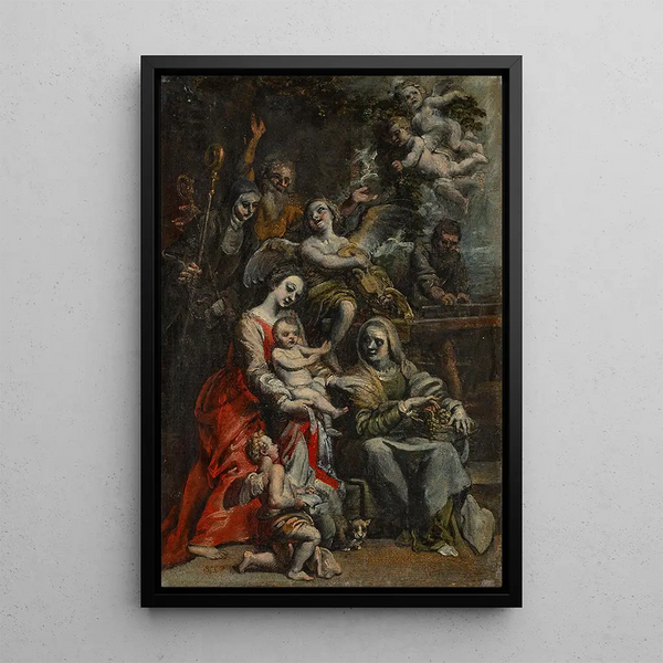 La Sainte Famille avec sainte Anne, d'autres saints et anges - Theodor van Loon — quadro incorniciato alla parete