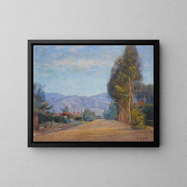 Colline vicino a Redlands, California - Theodore Clement Steele — quadro incorniciato alla parete