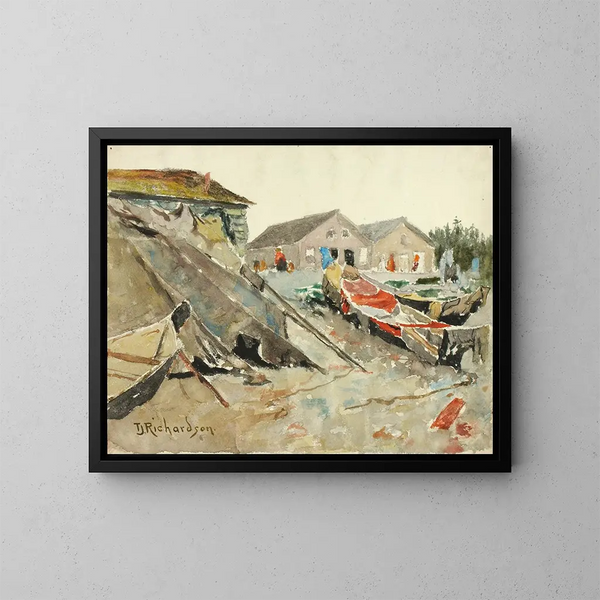 delle coperture asciutte su canoa - Theodore J. Richardson — quadro incorniciato alla parete