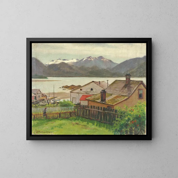 Nel vecchio quartiere di Sitka 1900 - Theodore J. Richardson — quadro incorniciato alla parete