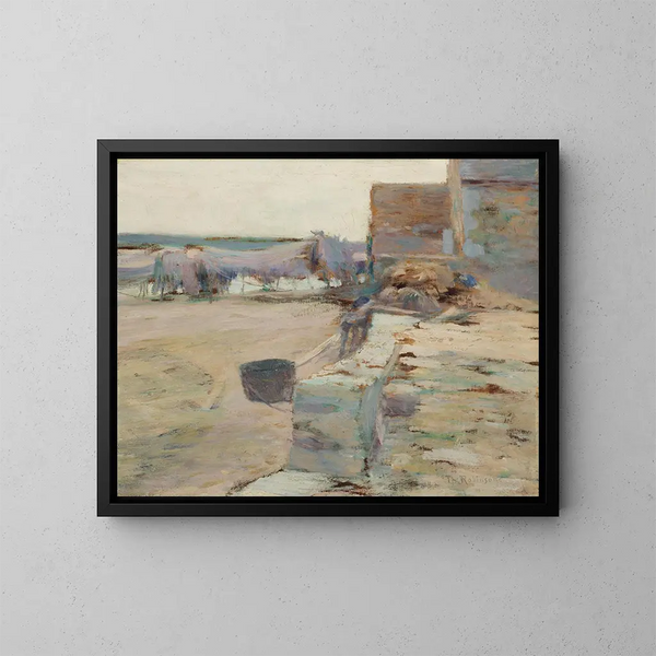 Cabanes di pesca in Francia - Theodore Robinson — quadro incorniciato alla parete