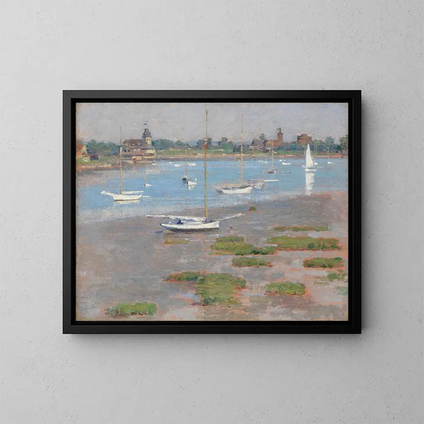 Basse mer al club nautico di Riverside - Theodore Robinson — quadro incorniciato alla parete