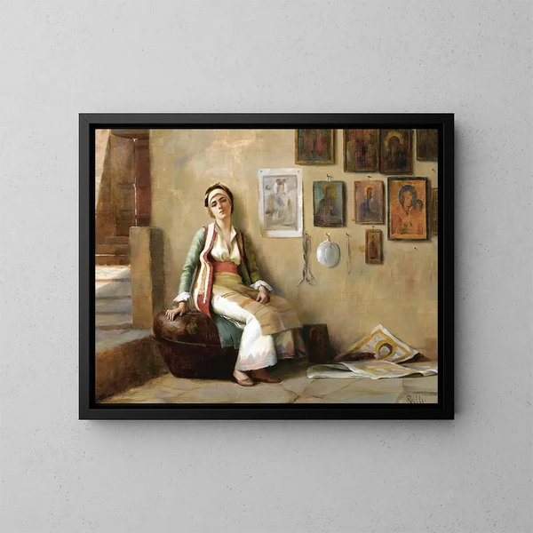 Un momento di riposo - Theodoros Ralli — quadro incorniciato alla parete