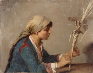 Theodoros Ralli - Young girl weaving willow branches.webp