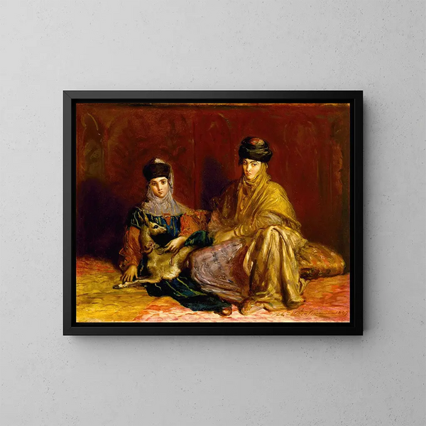 Donna e bambina di Costantino con una gazzella - Théodore Chassériau — quadro incorniciato alla parete