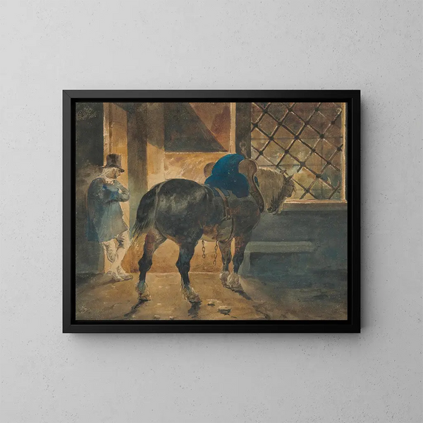 Cavallo da tiro nel paddock - Théodore Géricault — quadro incorniciato alla parete