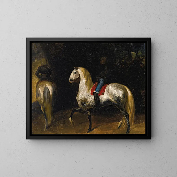 Cavalli grigi pomellati - Théodore Géricault — quadro incorniciato alla parete