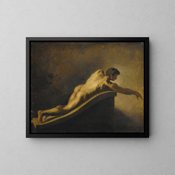 Uomo sdraiato - Théodore Géricault — quadro incorniciato alla parete