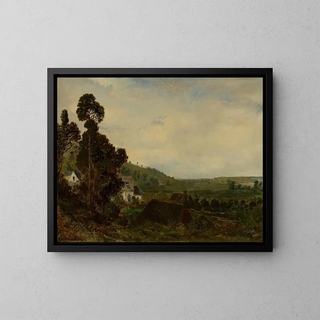 Una vecchia cappella in una valle - Théodore Rousseau — quadro incorniciato alla parete