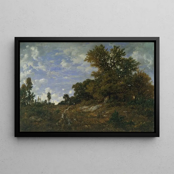 La Lisière des Bois à Monts-Girard, Foresta di Fontainebleau - Théodore Rousseau — quadro incorniciato alla parete