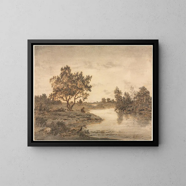 Il Pescatore - Théodore Rousseau — quadro incorniciato alla parete