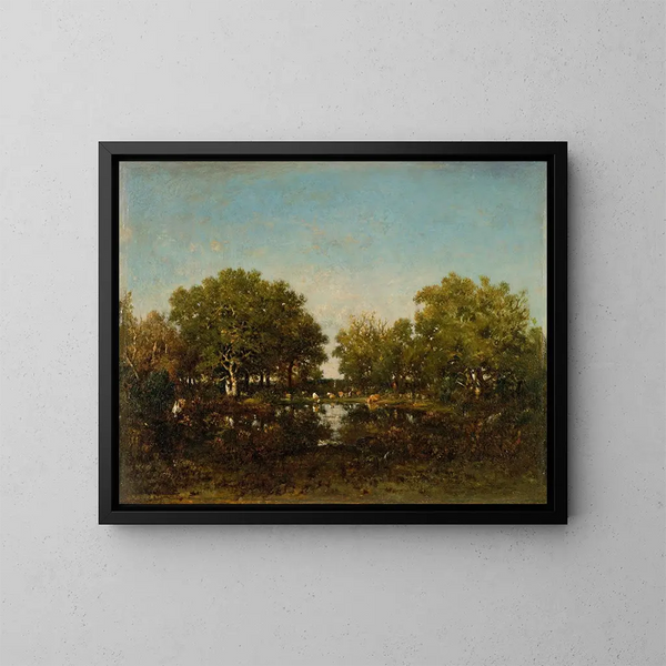 La mémoire della piscina nella foresta di Chambord - Théodore Rousseau — quadro incorniciato alla parete