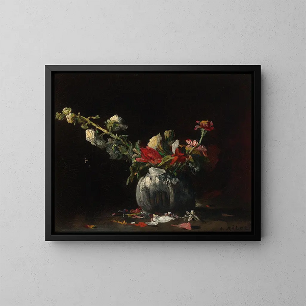 Nature morte con fiori - Théodule Ribot — quadro incorniciato alla parete