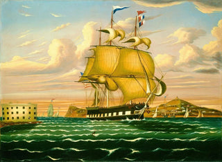 Un nave a vapore che passa il castello Williams nel porto di New York - Thomas Chambers — vista dell’opera
