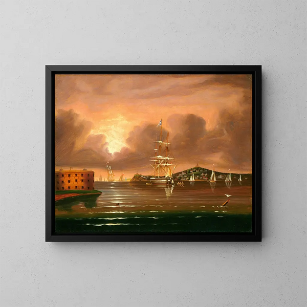 Cielo minaccioso, baia di New York - Thomas Chambers — quadro incorniciato alla parete