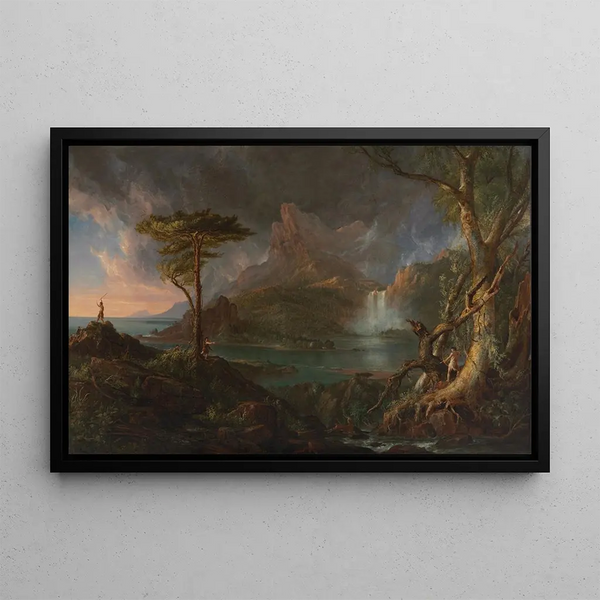 Una scena selvaggia - Thomas Cole — quadro incorniciato alla parete