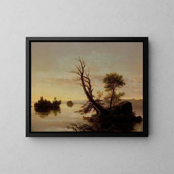 Scène di lago americano - Thomas Cole — quadro incorniciato alla parete