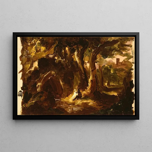 Paesaggio boscoso con figure - Thomas Cole — quadro incorniciato alla parete