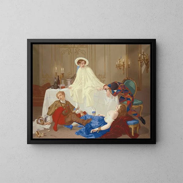 Il banchetto dopo il ballo mascherato - Thomas Couture — quadro incorniciato alla parete