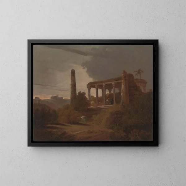 Paesaggio indiano con rovine di un tempio - Thomas Daniell — quadro incorniciato alla parete