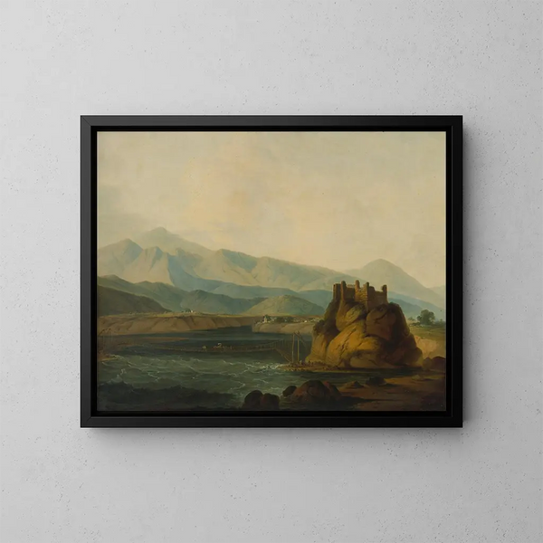 Il ponte di corda a Serinagur - Thomas Daniell — quadro incorniciato alla parete