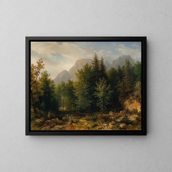 Paesaggio boschivo in alta montagna - Thomas Ender — quadro incorniciato alla parete