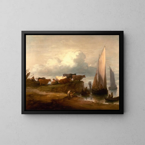 Un paesaggio costiero - Thomas Gainsborough — quadro incorniciato alla parete