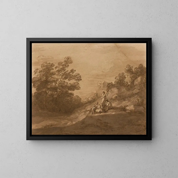 Figures reposant dans un paysage boisé - Thomas Gainsborough — quadro incorniciato alla parete