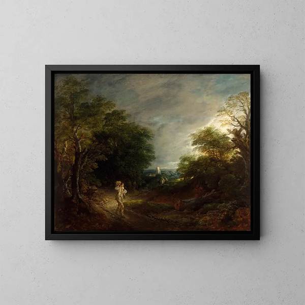 Paesaggio boscoso con un taglialegna - Thomas Gainsborough — quadro incorniciato alla parete