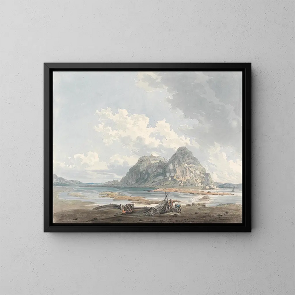 Rocher e castello di Dumbarton - Thomas Girtin — quadro incorniciato alla parete