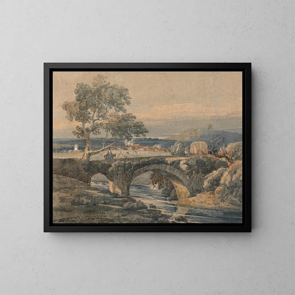 Le vieux pont à Devon - Thomas Girtin — quadro incorniciato alla parete