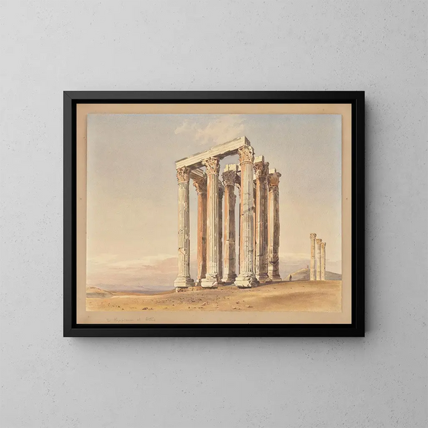 Il tempio di Zeus Olimpico ad Atene - Thomas Hartley Cromek — quadro incorniciato alla parete