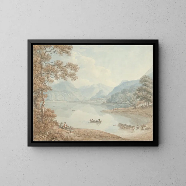 Vista sul Derwent Water in direzione di Borrowdale, Cumberland - Thomas Hearne — quadro incorniciato alla parete
