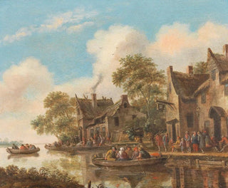 Thomas Heeremans - River landscape with ferry boats and a tavern.webp