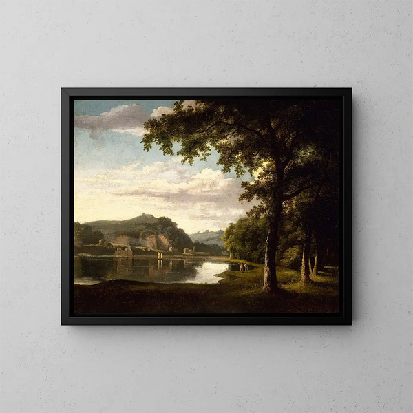 Paesaggio con vista sul fiume Wye - Thomas Jones — quadro incorniciato alla parete