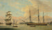 Il signore in due posizioni al largo del cantiere navale di Deptford con Greenwich oltre - Thomas Luny — vista dell’opera