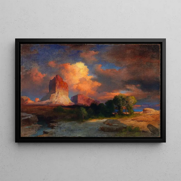 Nuvole al Tramonto sul Fiume Verde Wyoming - Thomas Moran — quadro incorniciato alla parete